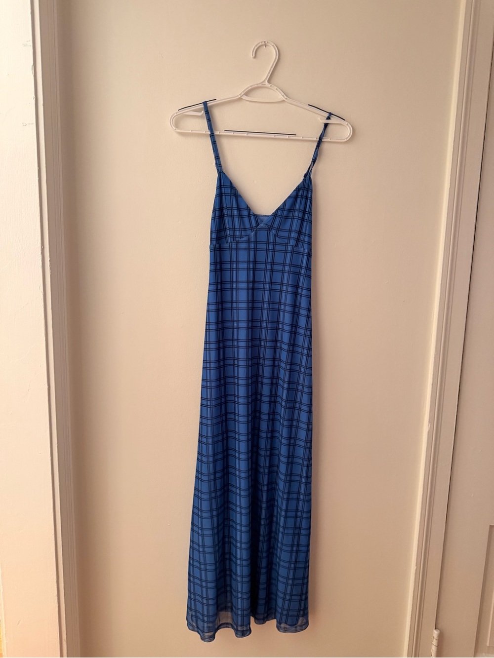 Divided Blue Plaid Maxi Slip Dress